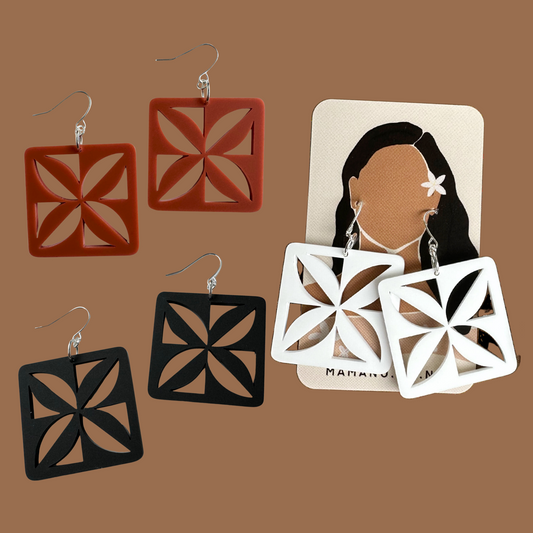 Tafa Drop Earrings (Brown, White & Black)