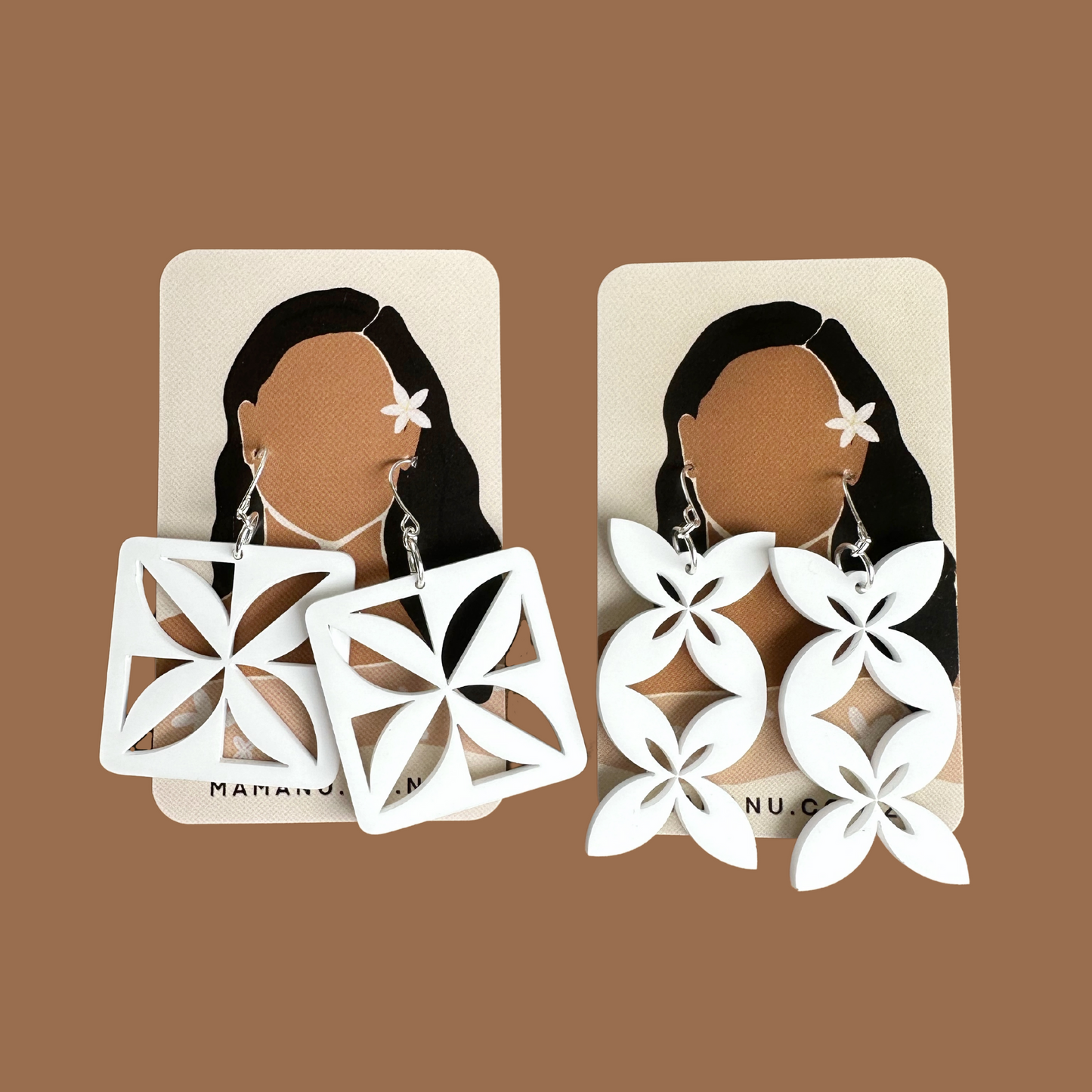 Tafa Drop Earrings (Brown, White & Black)