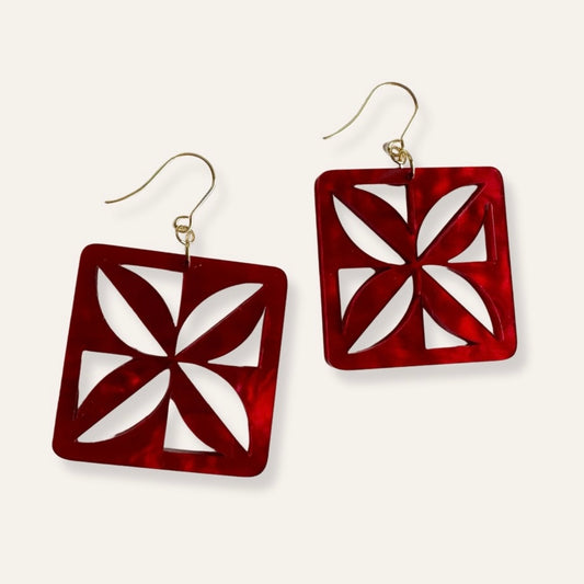 Tafa Drop Earrings (Red)