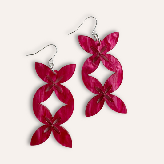XL Tipani Statement Earrings (Pink / White)