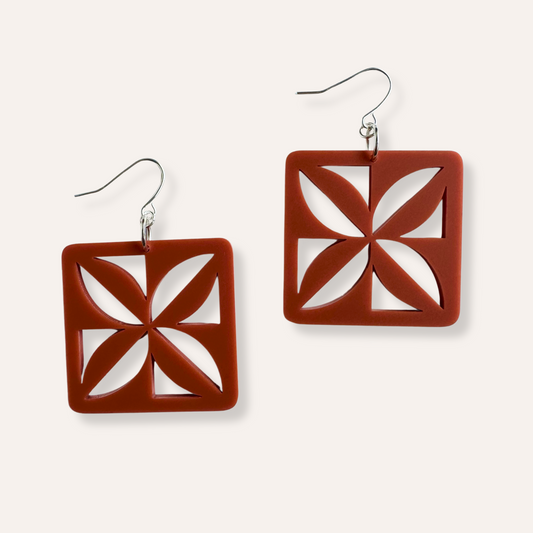 Tafa Drop Earrings (Brown, White & Black)