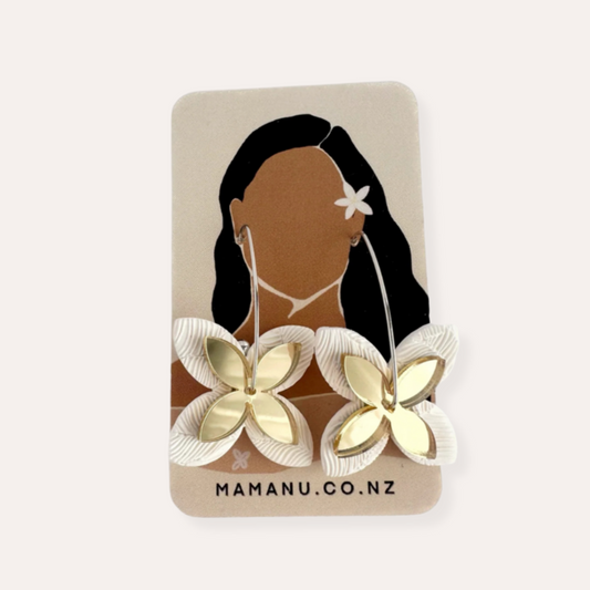 Fetū Earrings (White + Gold)