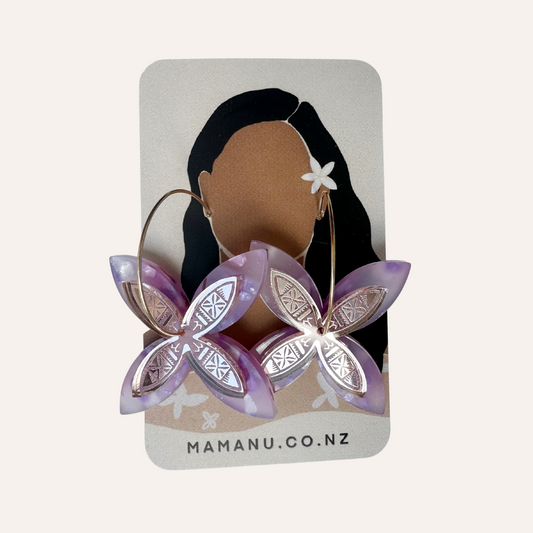 Layered Tipani Hoop Earrings (Purple)