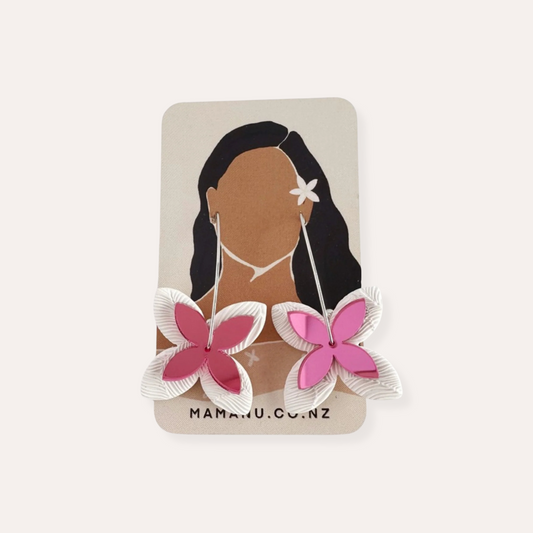 Fetū Earrings (Pink + White)