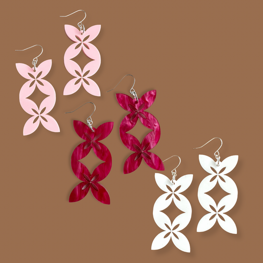 XL Tipani Statement Earrings (Pink / White)