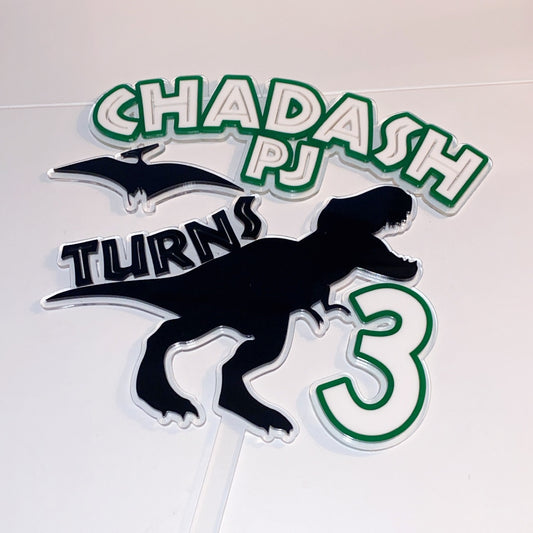 Dinosaur Name + Age Cake Topper
