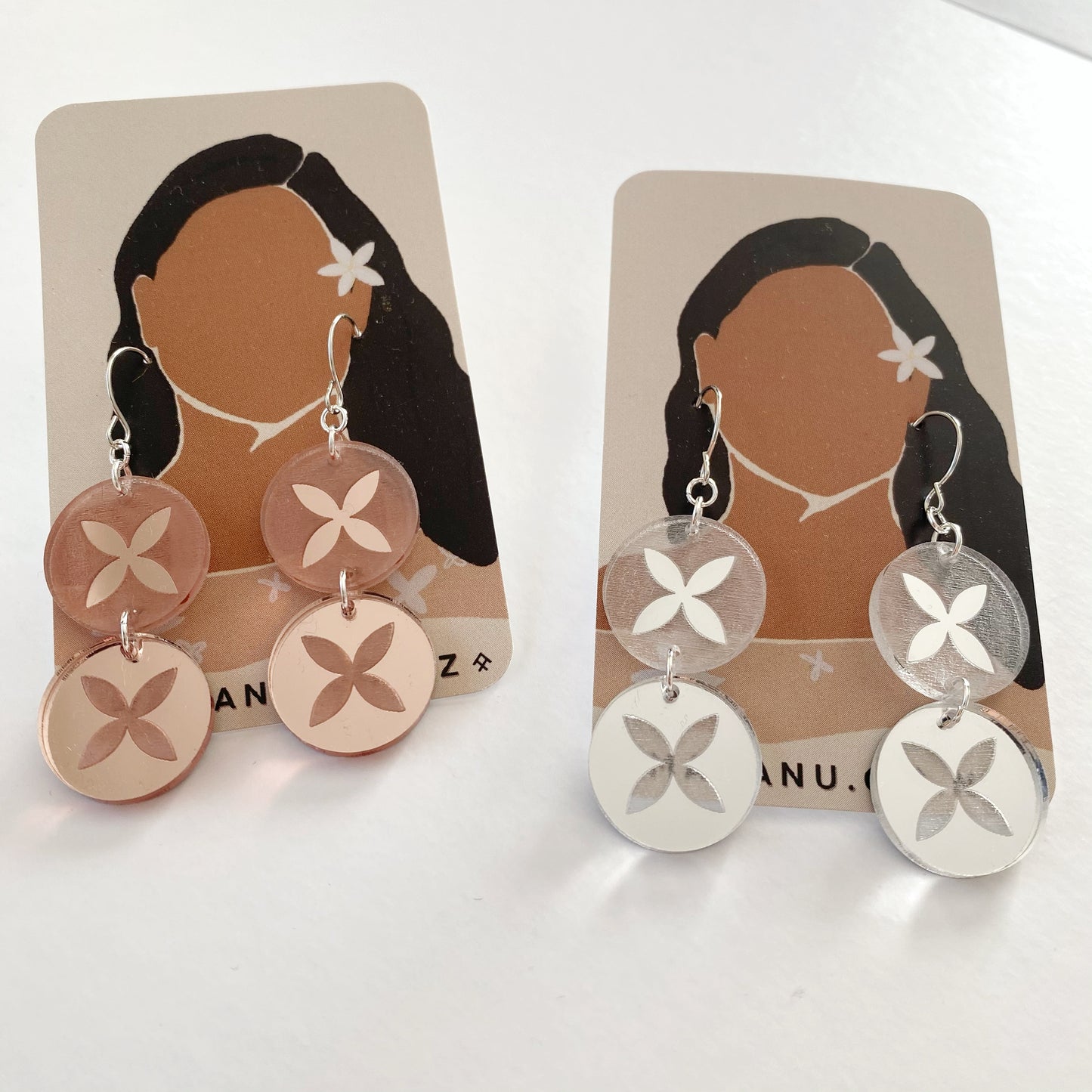 Pua Melia Drop Earrings (Gold/RoseGold/Silver)