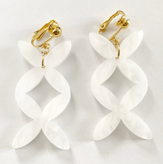 XL Tipani CLIP-ON Earrings (White)