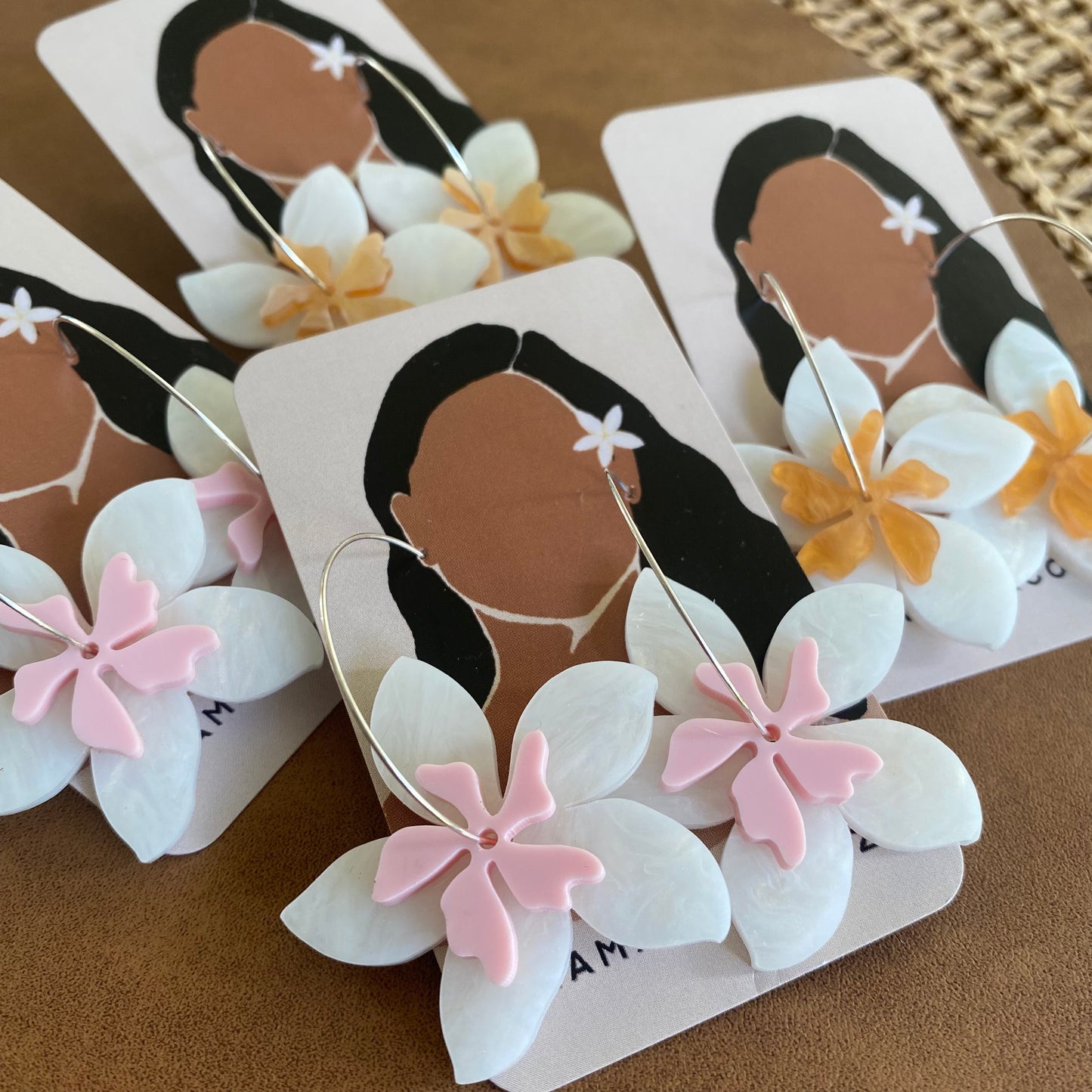 Plumeria Hoop Earrings