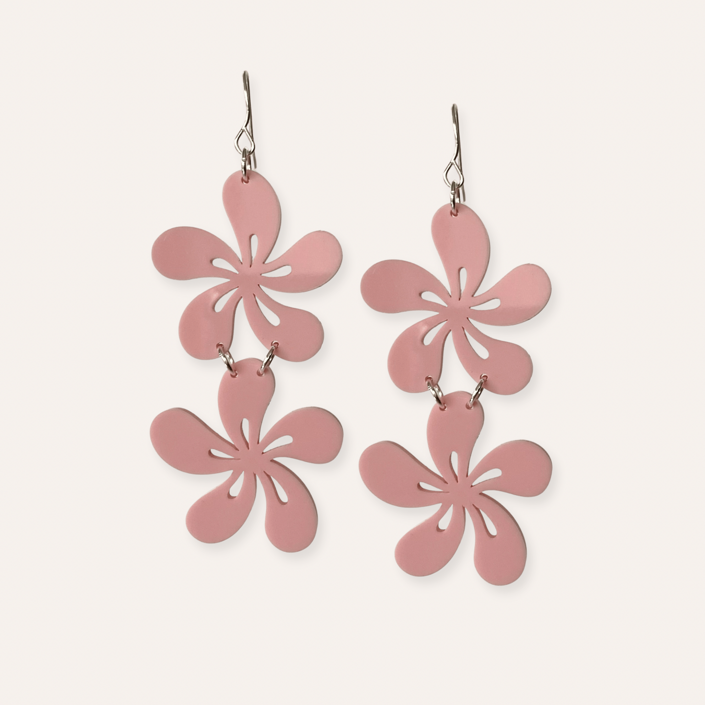 Frangipani Double Drop Earrings (Pastel Pink/Fuschia)