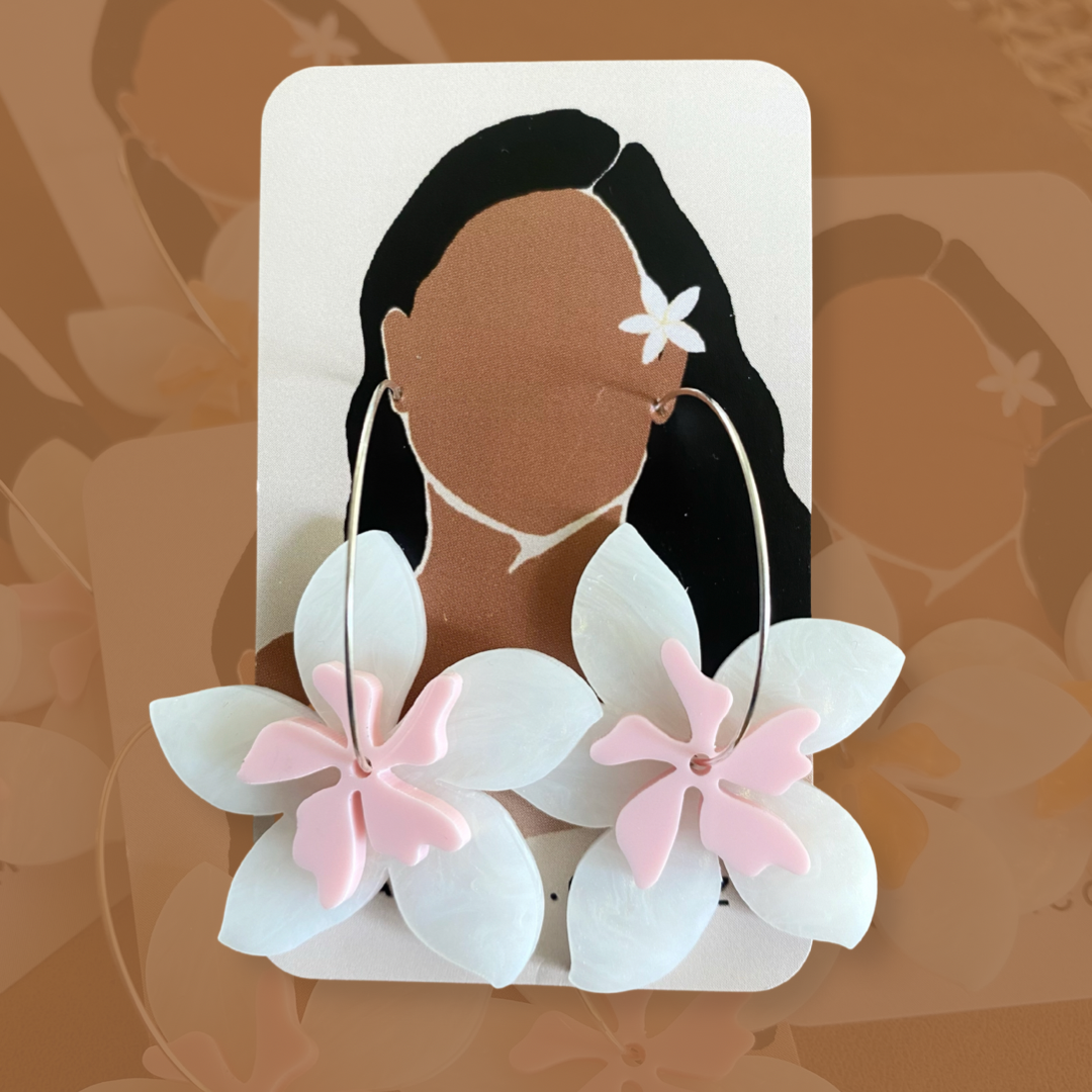 Plumeria Hoop Earrings